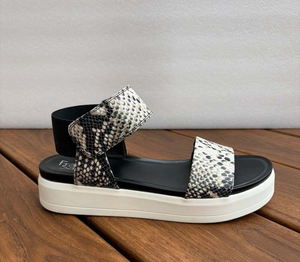 NIB Franco Sarto L-Kana Leather Platform Sport Sandals Snakeskin Print Size 9M